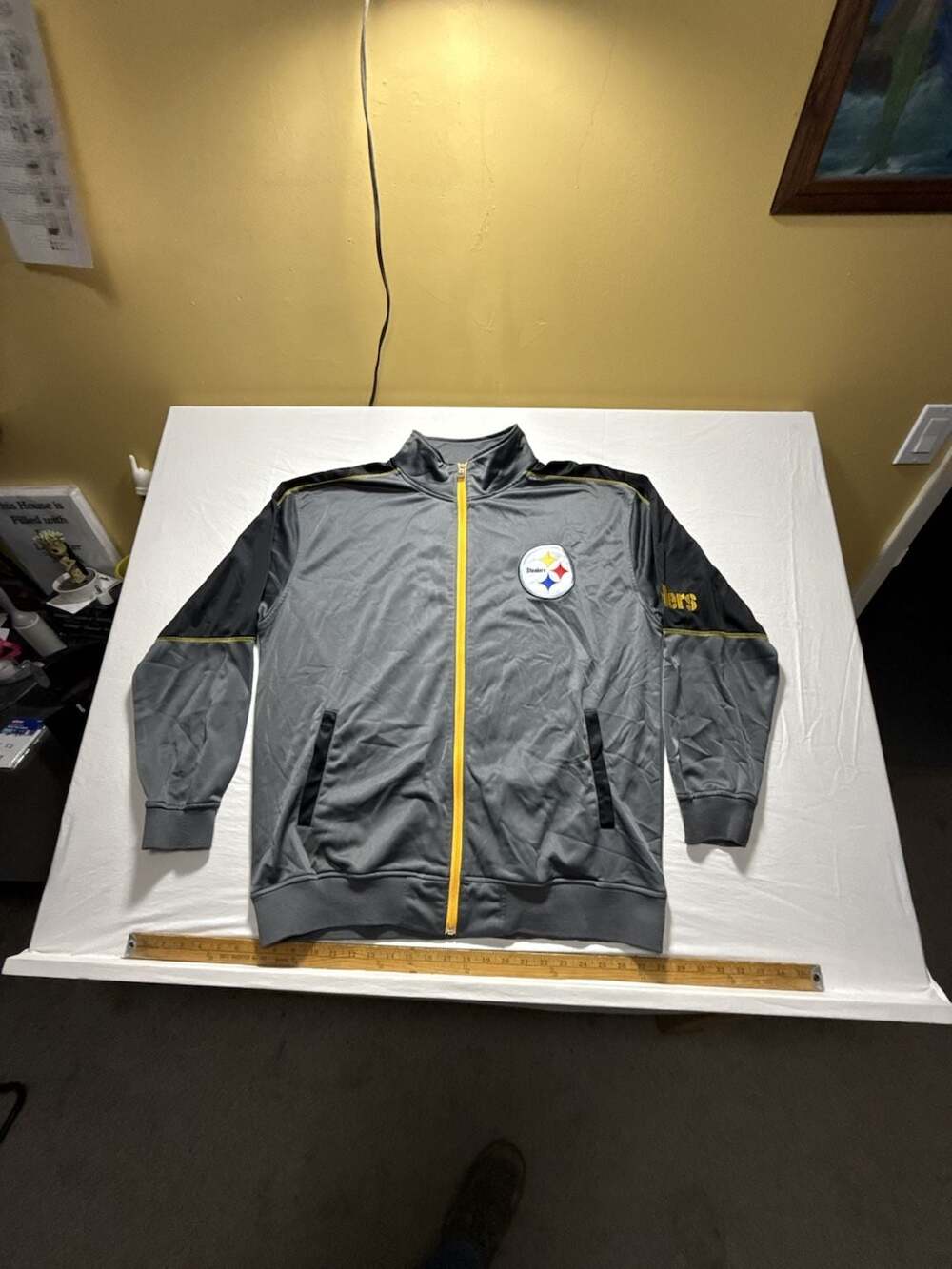 NFL Team Apparel Pittsburgh Steelers Track Jacket Size 2XL Grey Full Zip